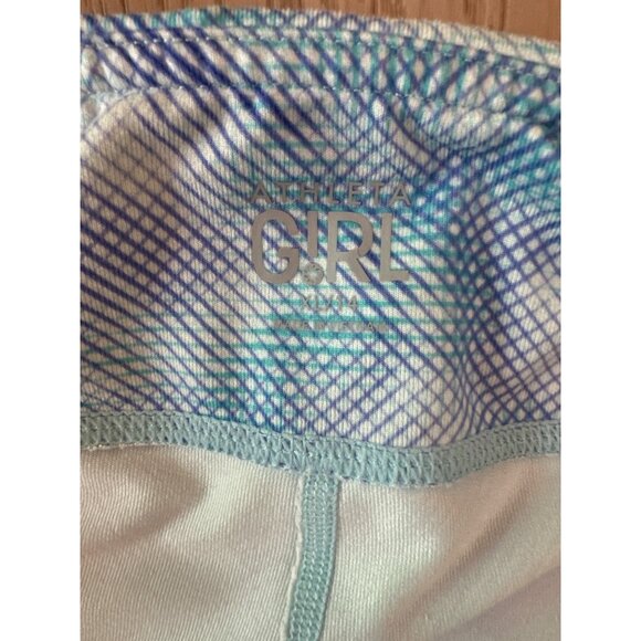 Athleta Girl Printed Cropped Leggings Size XL 88% Polyester 12% Lycra Spandex Mu - Picture 2 of 3
